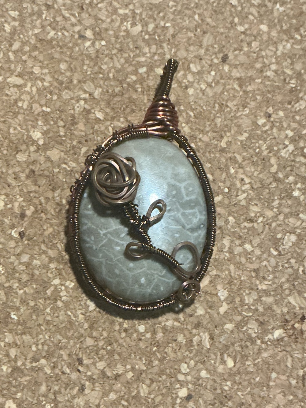 Handcrafted Wire-Wrapped Blue Stone Pendant - Unbranded